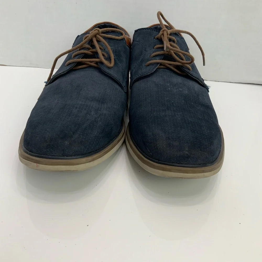 Freeman Sz 13 Dorian Navy Blue Suede Memory Foam Lace Up Oxfords Shoes